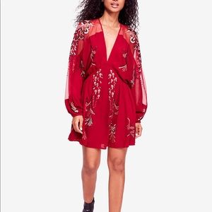NWT XS Free People Embroidered Mini Dress